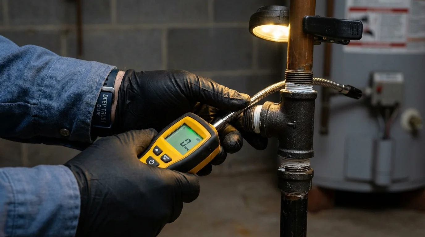Gas leak detection with electronic sniffer by Johns Plumbing LLC in Sandusky